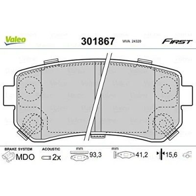 Image of brake Pad Set, disc VALEO 301867