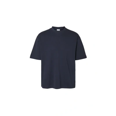 Image of Selected Homme Slhlooseoscar Oneck TEE Basic Tshirt, Men&#039;s, Size: Small, Sky captain