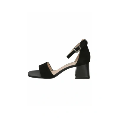 Image of CAPRICE Damen Sandalen mit Absatz aus Leder Fußbett, Schwarz (Black Suede), 39 EU