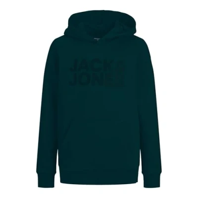 Image of JACK &amp; JONES Boy Hoodie Logo Junior, Deep Teal/Fit:large Print/W. Teal, 128