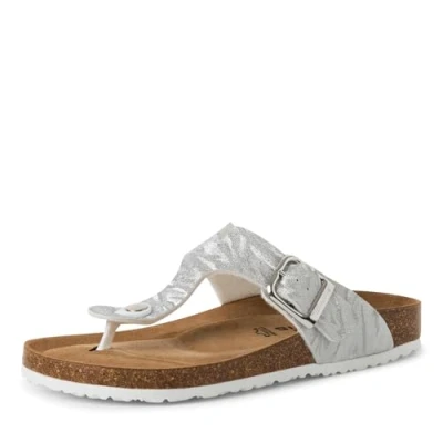 Image of Tamaris Tbar sandals, Women&#039;s, Size: 7.5, Silver struct Textile