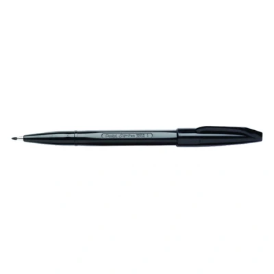 Image of Pentel S520 Original Sign Pen Fibre Tip Marker Fineliner Pens 2mm Nib 1mm Line Black Ink Single