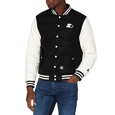 Image of Starter College Bomber Jacket, Men&#039;s, Size: XXL, Black/white
