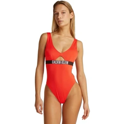 Image of Calvin Klein Swimwear Swimsuit, Women&#039;s, Size: Small, Flaming chili