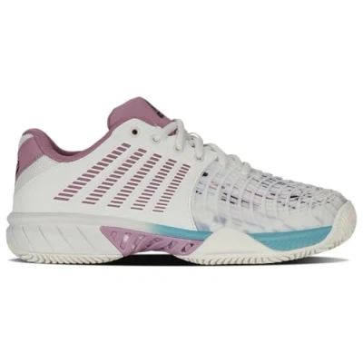 Image of K SWISS Express Multicourt tennis shoes, Women&#039;s, Size: 5, Snow white lilas pastel turquoise Textile