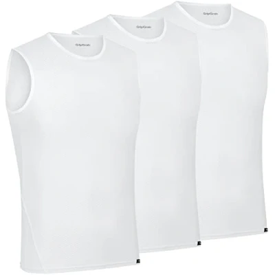 Image of Gripgrab Ultralight Sleeveless BASE Layer 3 PACK Undershirt, Men&#039;s, Size: XXL, White