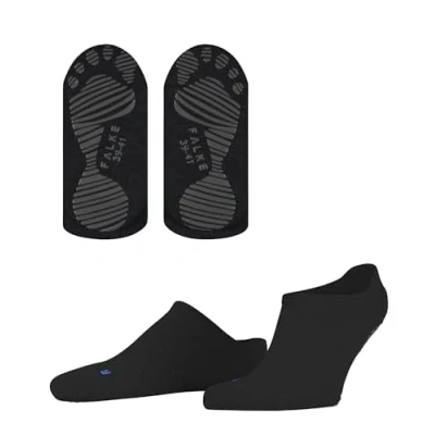 Image of FALKE Unisex Cool Kick Slipper Socks Anti Slip Nubs Printed On Sole Improved Grip Cooling Effect No Show Hidden In Shoe Flat Seam Toe Area Breathable Quick Drying Functional Yarn 1 Pair, Black