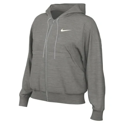 Image of Nike Sportswear W NSW Style FLC FZ Hoodie OS Zipup sweatshirt, Women&#039;s, Size: XXL Tall, Grey heather/sail