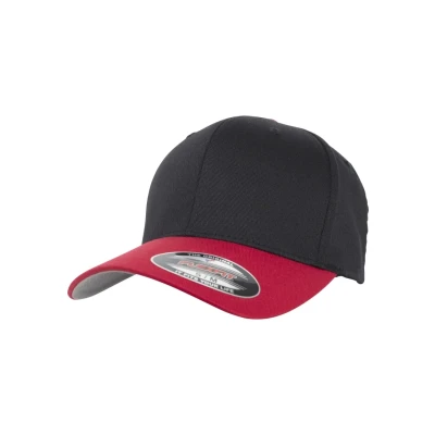 Image of Flexfit Wooly Combed 2TONE Cap, Size: S/M, Black/red