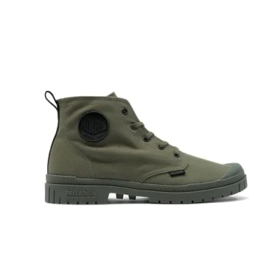 Image of Palladium SLIM FIT Unisex Hightop trainers, Size: 3.5, Olive night Cotton