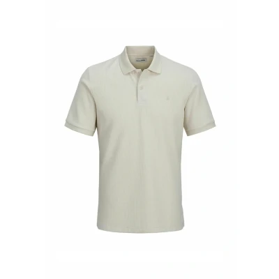 Image of JACK &amp; JONES Men&#039;s Jjeaustin Polo Ss Noos Shirt, Moonbeam/Detail:classic, S
