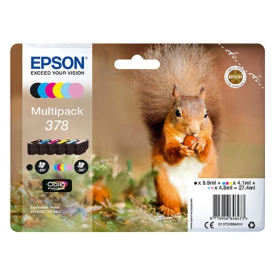 Image of Epson 378 Squirrel Original Multipack 6 Colour Ink Cartridges Claria Photo HD