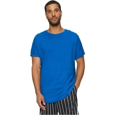 Image of Urban Classics Prepack LONG Shaped Turnup 2PACK Basic Tshirt, Men&#039;s, Size: Small, White sporty blue