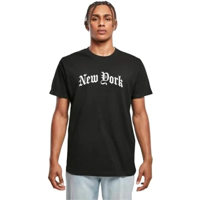 Image of Mister TEE NEW YORK Wording Print Tshirt, Men&#039;s, Size: XL, Black