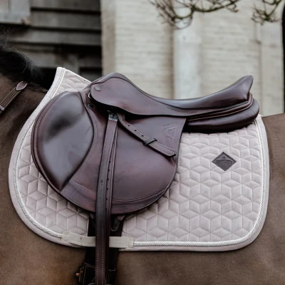Image of Kentucky Horsewear Basic Velvet Jumping Saddle Pad Beige Horse Riding Equestrian