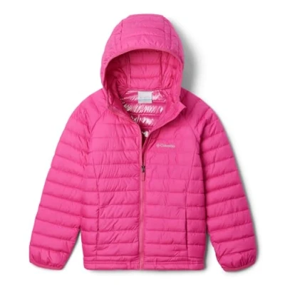 Image of Columbia Powder LITE II Hooded Unisex Outdoor jacket for kids, Size: 10/12y, Pink ice