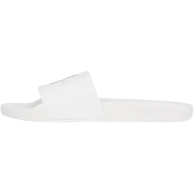 Image of Calvin Klein Jeans Slide Monogram Mules, Women&#039;s, Size: 5, Bright white/black Cotton
