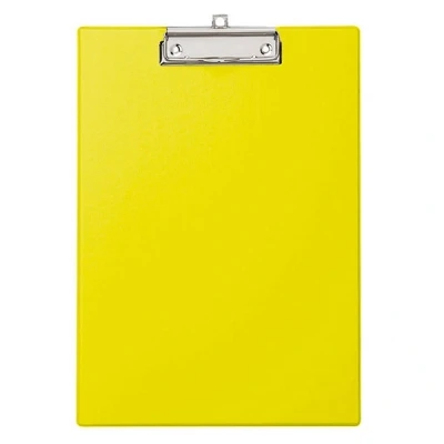 Image of MAUL A4 Clipboard Cardboard with Foil Writing Board Paper Clip Modern for Storage of Office, Kitchen and Workshop Yellow