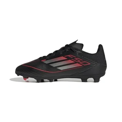 Image of adidas Unisex Kid&#039;s F50 League Football Boots Fg/Mg, Core Black Iron Metallic Lucid Red, 2 UK Child