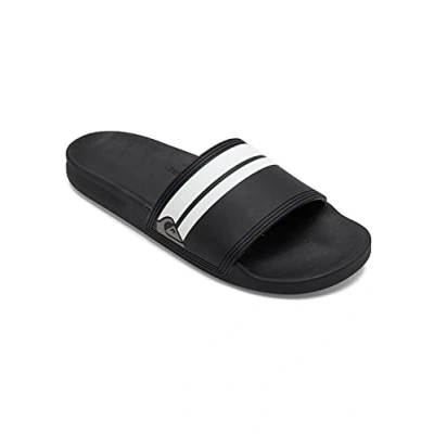 Image of Quiksilver RIVI Slide Pool slides, Men&#039;s, Size: 11, Black/white Synthetics