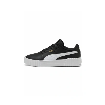 Image of Puma Carina 3.0 Trainers Black white gold for kids, Size: 3, Synthetics/textile