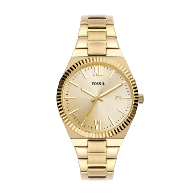 Image of Fossil Scarlette 38MM Watch, Women&#039;s, Size: One Size, Stainless steel gold