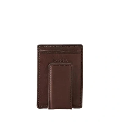 Image of Fossil Men&#039;s Ingram Brown Leather Card Holder Wallet, ML3235200, brown, S, Casual
