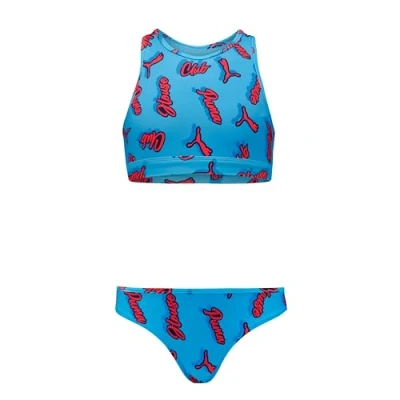 Image of Puma SWIM Girls Printed Bikini SET for kids, Size: 6y, Blue/orange