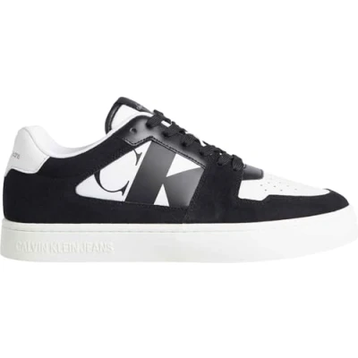 Image of Calvin Klein Jeans Classic Cupsole Heritage Trainers, Men&#039;s, Size: 6, Black/bright white Leather and textile