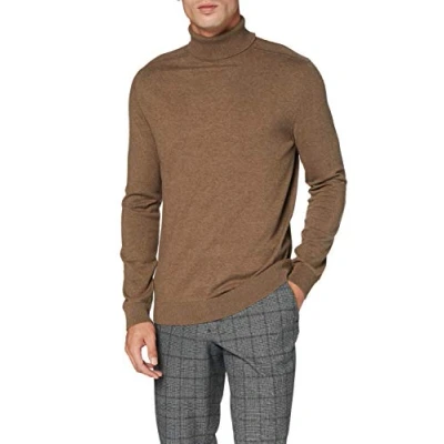 Image of SELECTED HOMME Men&#039;s Slhberg Roll Neck B Noos Sweater, Teak, M