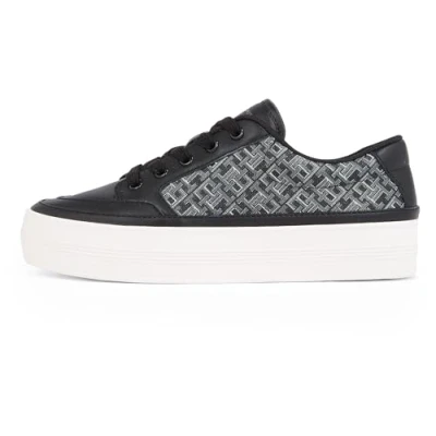 Image of Tommy Hilfiger Monogram Trainers, Women&#039;s, Size: 7.5, Black Leather