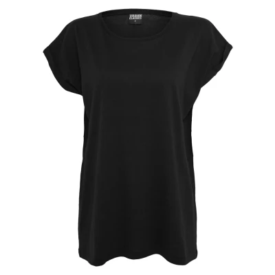 Image of Urban Classics Extended Shoulder Basic Tshirt, Women&#039;s, Size: XS, Black