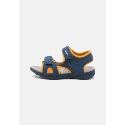 Image of Geox J Vaniett BOY Walking sandals for kids, Size: 7.5K, Navy/orange Synthetics/textile