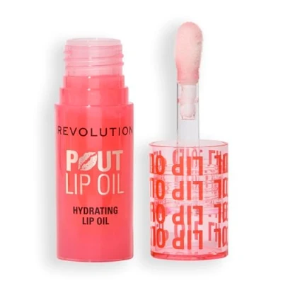 Image of Revolution, Lip Oil Pout Nourishing Tinted for Radiant Shine and Non Sticky, Vegan &amp; Cruelty Free, Juicy Peach, 2 ml