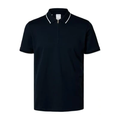 Image of Selected Homme Slhfave ZIP SS Polo shirt, Men&#039;s, Size: Large, Sky captain