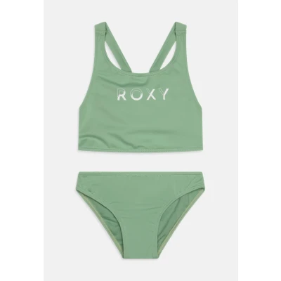 Image of Roxy Solid Active CROP Bikini for kids, Size: 14y, Basil