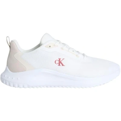 Image of Calvin Klein Men&#039;s Eva Runner Mix Mesh Ym0ym01285 Low Top, White Bright Moonstruck Tandoori, 10 UK