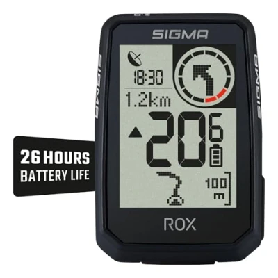 Image of SIGMA ROX 2.0 Endurance Black 26h Battery Life Wireless Bicycle Computer GPS and Navigation Including Overclap Butler Outdoor E Bike Compatible