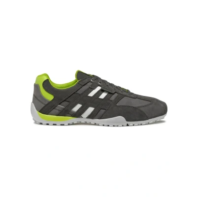 Image of Geox Trainers, Men&#039;s, Size: 10, Graphite lime green Leather/synthetics