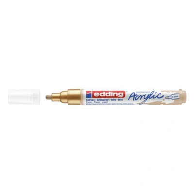 Image of edding 5100 acrylic marker medium gold 1 waterproof paint round nib 2 3mm pen for drawing on canvas, art paper and wood markers pebbles