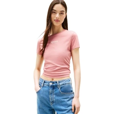 Image of Tommy Jeans SLIM Essential LOGO TEE Basic Tshirt, Women&#039;s, Size: 4, Tahiti berry