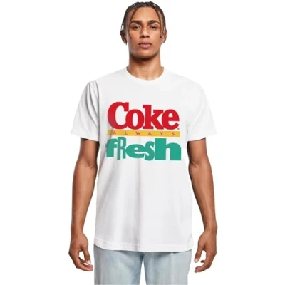 Image of Merchcode COCA COLA 90&#039;S LOGO Print Tshirt, Men&#039;s, Size: Small, White