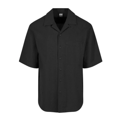 Image of Urban Classics Relaxed Short Sleeve Shirt, Men&#039;s, Size: Medium, Black