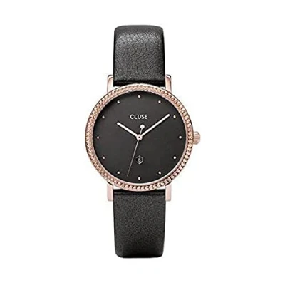 Image of Cluse CW0101209007 Women&#039;s Analogue Quartz Watch with Leather Strap, Dark grey/rose gold, Strap.