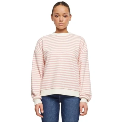 Image of Urban Classics Striped Crewneck Sweatshirt, Women&#039;s, Size: 4XL, Lemonadepink whitesand