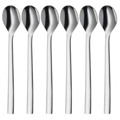 Image of WMF 6 Piece 18/10 Stainless Steel 19 cm Nuova Latte Macchiato Spoon Set, Silver
