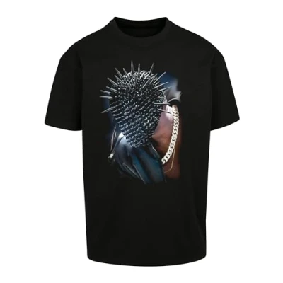Image of Upscale by Mister TEE Thorned MASK Oversize Print Tshirt, Men&#039;s, Size: Large, Black