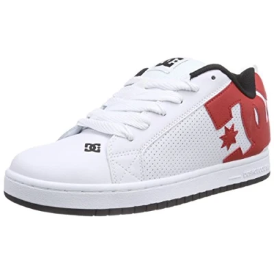 Image of DC Shoes Court Graffik Trainers, Size: 8.5, White/red/black Leather
