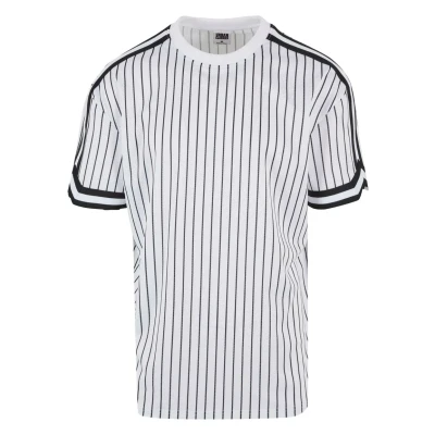 Image of Urban Classics Oversized Striped TEE Print Tshirt, Men&#039;s, Size: 3XL, White