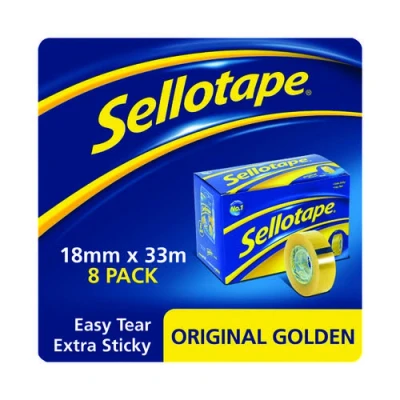 Image of Sellotape 1443251 Original golden tape, 18mm x 33m (8 pack)